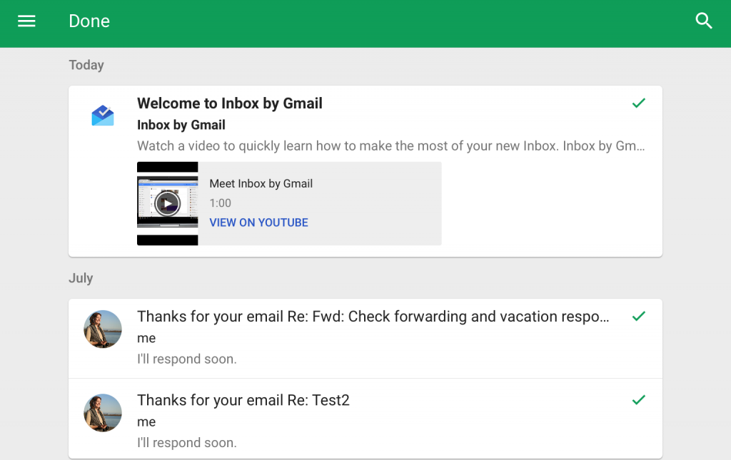 With Google's Inbox, you can marks tasks as done.